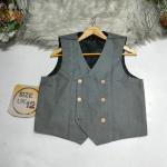 Grey double breast half coat